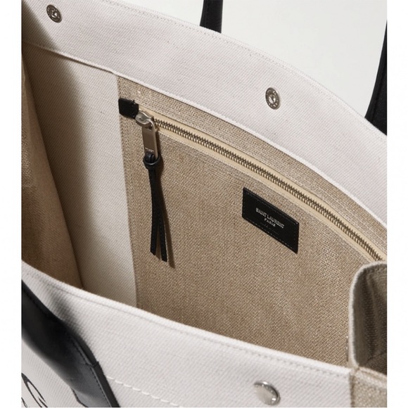 SAINT LAURENT Rive Gauche logo printed canvas large tote - Picture 4 of 5